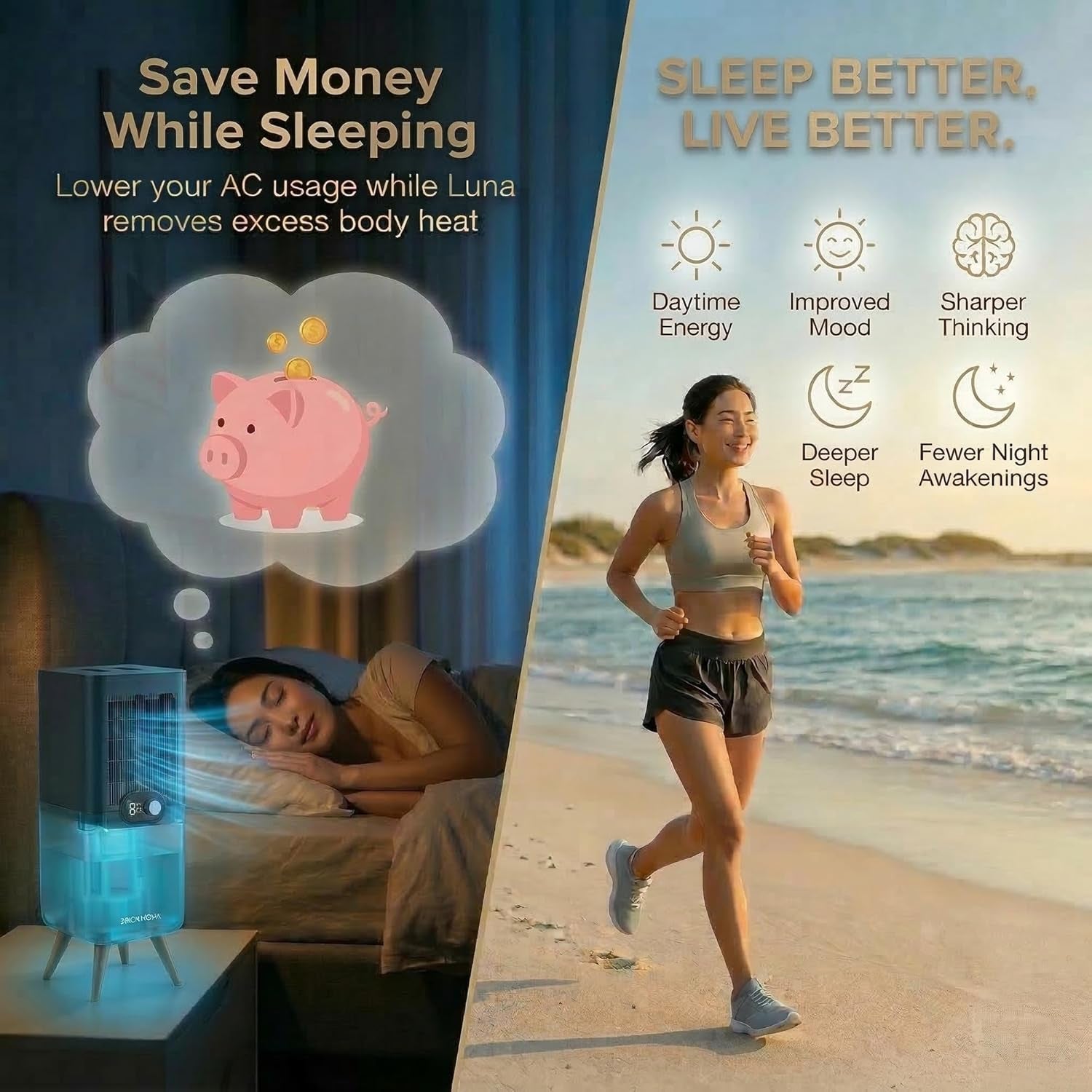 Luna - Water-Cooled Bed Cooling System - Elegant & Compact Bed Cooler for Hot Sleepers, Deep, Restorative Sleep - Dual-Sided Cooling Mattress Pad & Precise Temperature Control