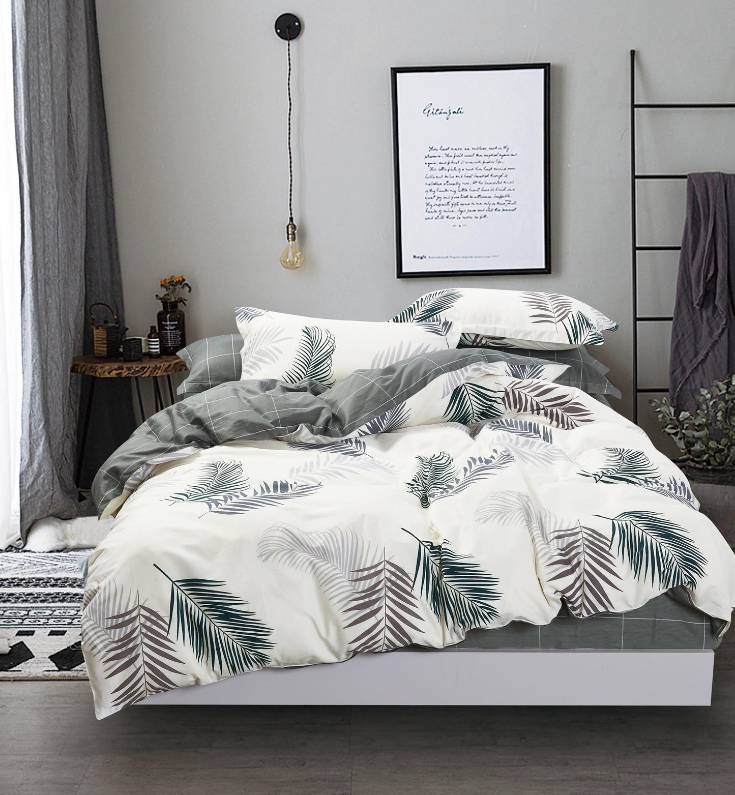 Evergreen 5-Piece 100% Cotton Bedding Set: Duvet Cover, Two Pillowcases and Two Pillow Shams (Oversized King) (No Comforter Included)